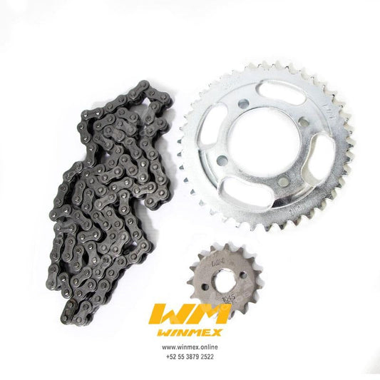 Kit de tracción Honda para CGL125/FT125, 39T/15T, cadena 428H, incluye piñón y corona, piezas OEM para arrastre fiable.