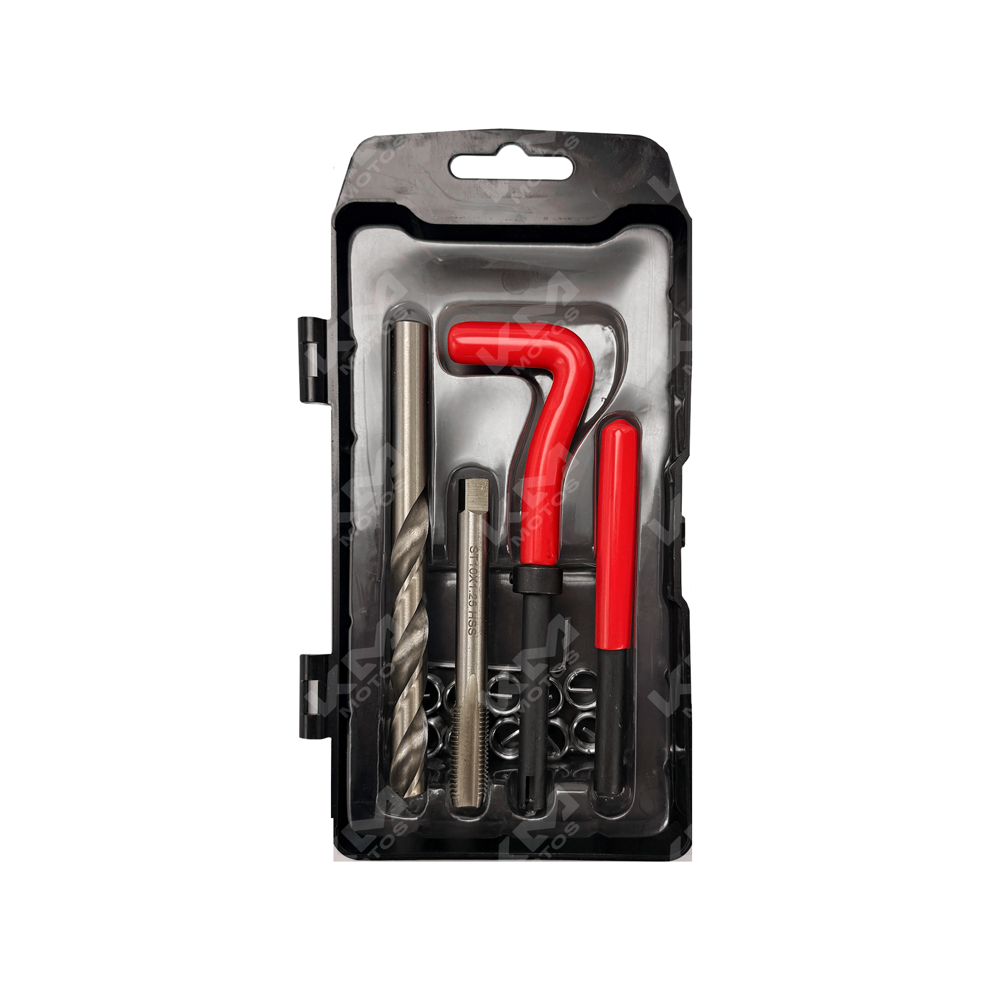 Kit de reparación de roscas helicoil KMMOTOSHN de 10 mm, 10 piezas, con resortes y herramientas para reparación de roscas.