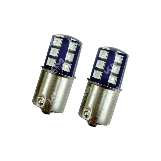 Luz LED de vía 12V de la marca KM Motos, con foco flash, para iluminación de motocicletas y vehículos.