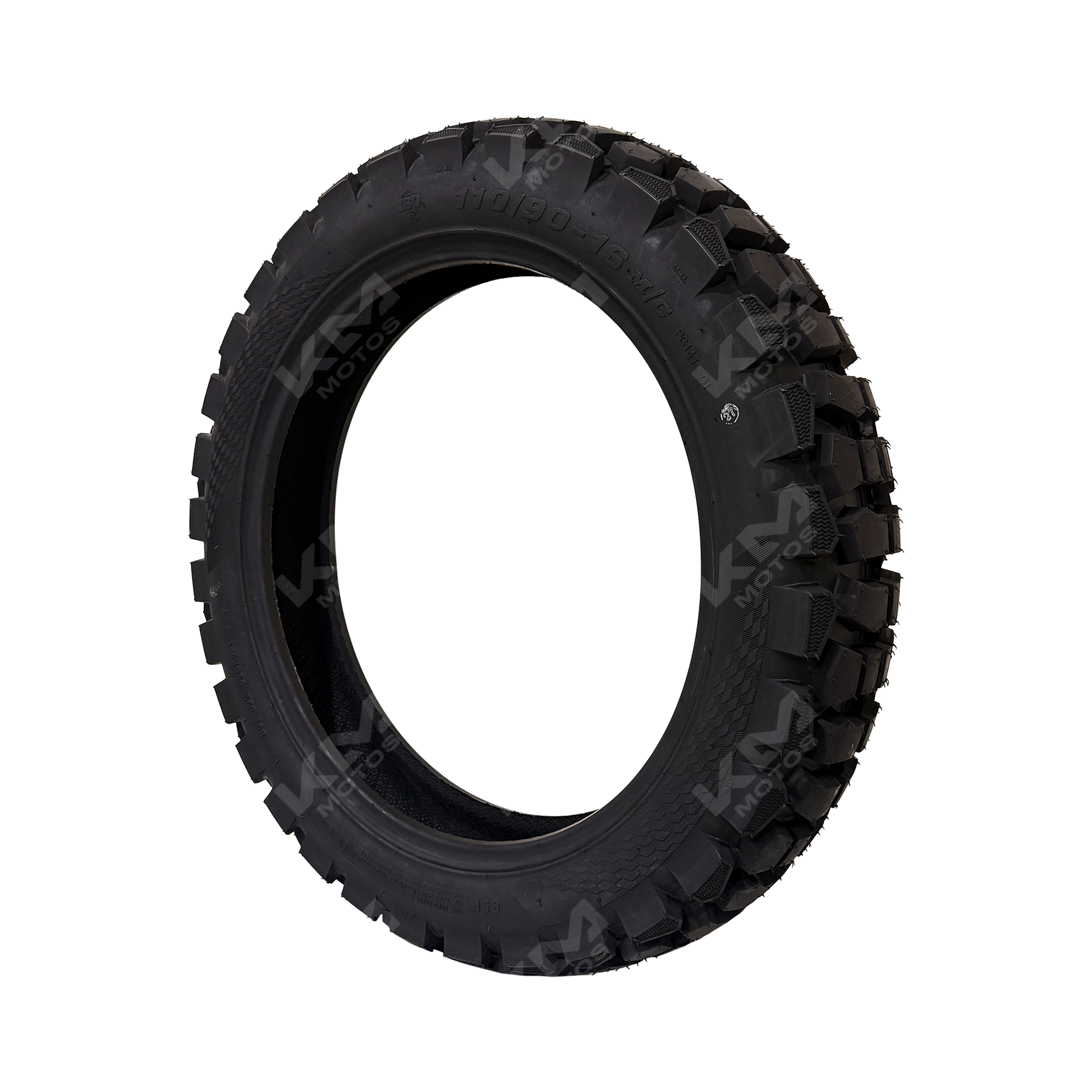 Llanta trasera doble propósito 110/90-16 KM Motos, resistente y duradera para motocicleta, con perfil de 6PR PG13T TL