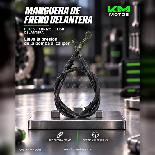 Manguera de freno KM Motos para YBR125, FT150 y HJ125, manguera de freno de alta calidad para motocicleta.