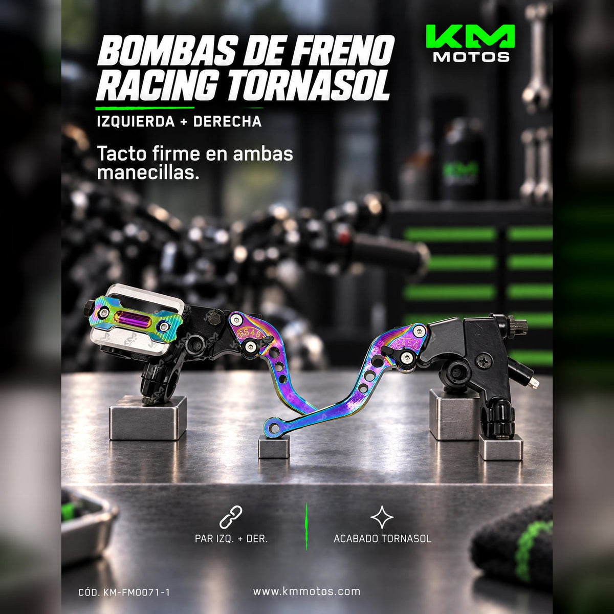 BOMBA DE FRENO DE LUJO RACING BOMBA TORNASOL (IZQ+DER) — KM-FM0071-1 | KM Motos