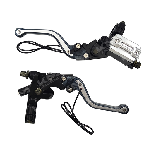 Manecillas de reloj racing de aluminio con bomba de lujo metálica con LED, para motos marca KM Motos.