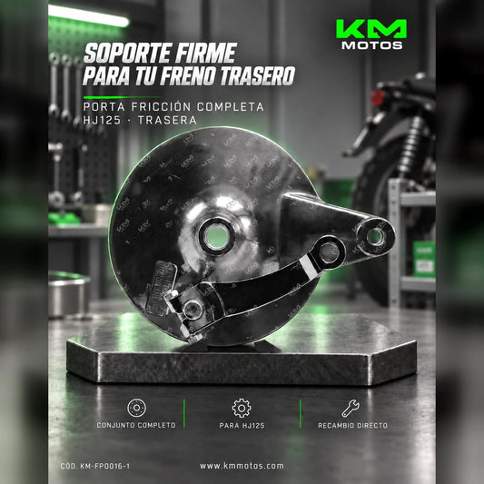 Porta fricción trasera completo para HJ125 de KM Motos, pieza de repuesto para motocicleta.