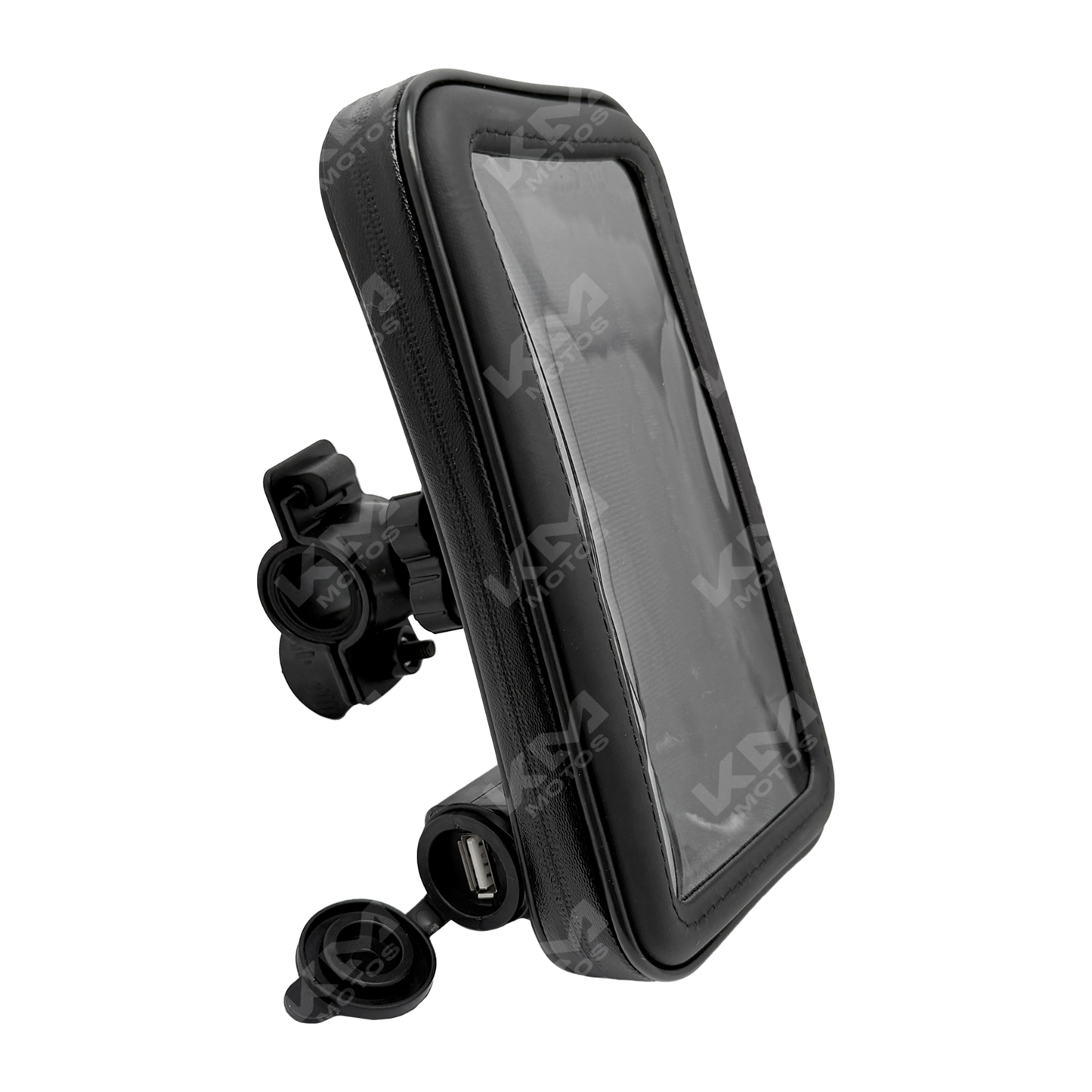 Funda impermeable para celular KM Motos, protección contra agua y polvo, compatible con teléfonos inteligentes.