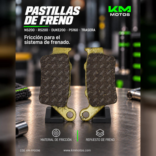 PASTILLA DE FRENO NS200/RS200/DUKE200/PS160 TRASERA — KM-FP0096 | KM Motos