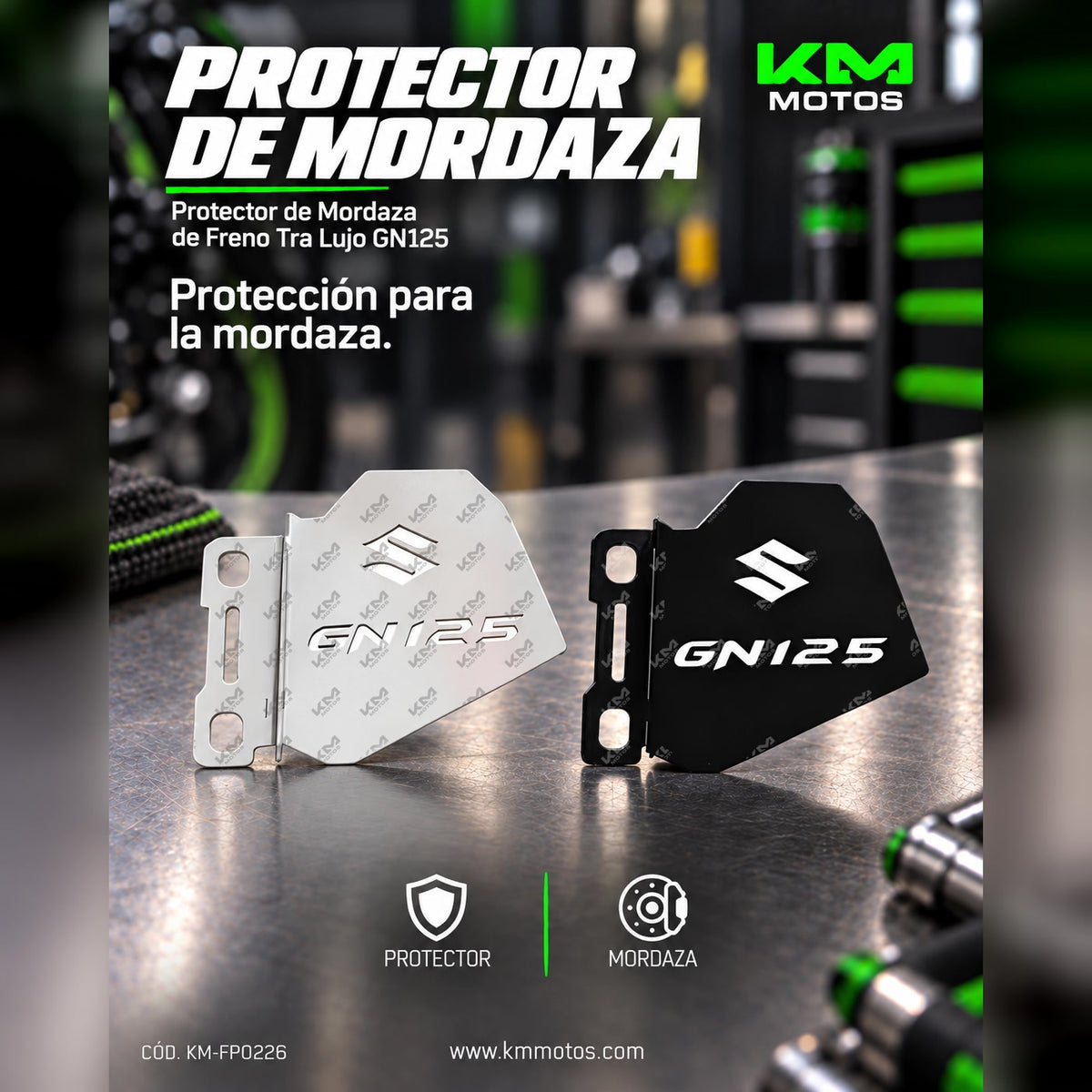 Protector de mordaza de freno para caliper Tra Lujo GN125, accesorio universal para motocicletas, en color negro.
