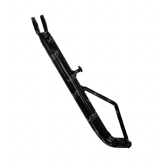 Pata lateral para YBR125 de la marca KM Motos, parte de la estructura de la motocicleta, en color negro.