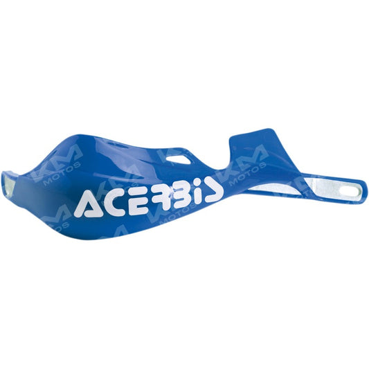 Protector de puños de metal Acerbis HD azul para manos, protección resistente para motociclistas, imagen en fondo blanco.