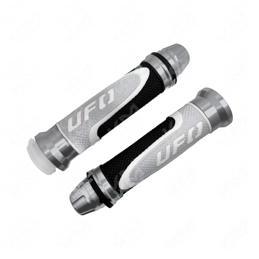 Pepe UFO sólido en aluminio con contrapeso negro y gris, modelo #4014, de la marca KM Motos, en color negro y gris