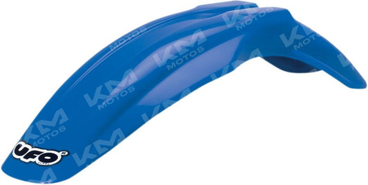 Guardafangos azul para supermoto de la marca Universal, protección lateral visible en la imagen.