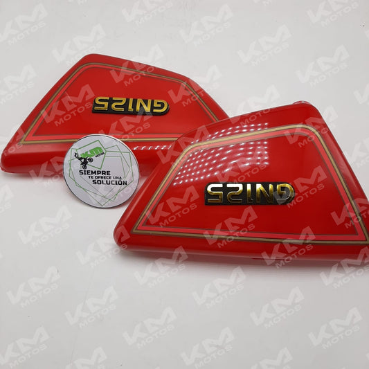 Tapadera lateral roja para motocicleta GN125 de la marca Senli, visibilidad del diseño y color en la imagen.