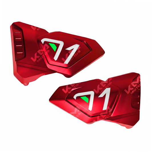 Tapadera lateral para motor CG125 rojas Racing de KM Motos, con diseño resistente y acabado en color rojo brillante.