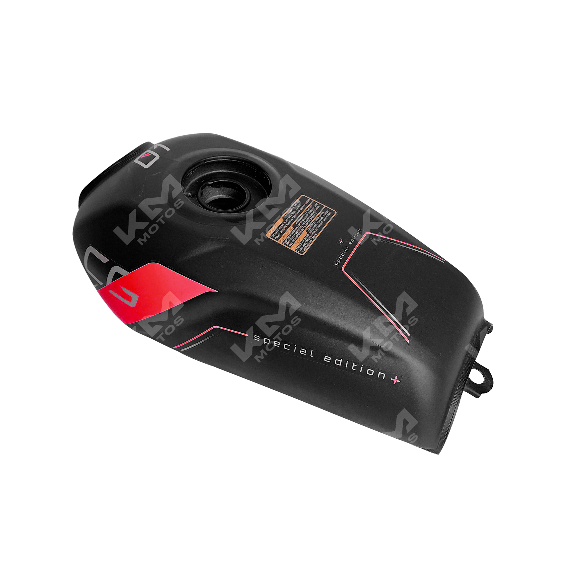 Tanque de motocicleta KM Motos CG125/FT125/KB Core Plus con calcomanías negras para personalizar motocicleta.