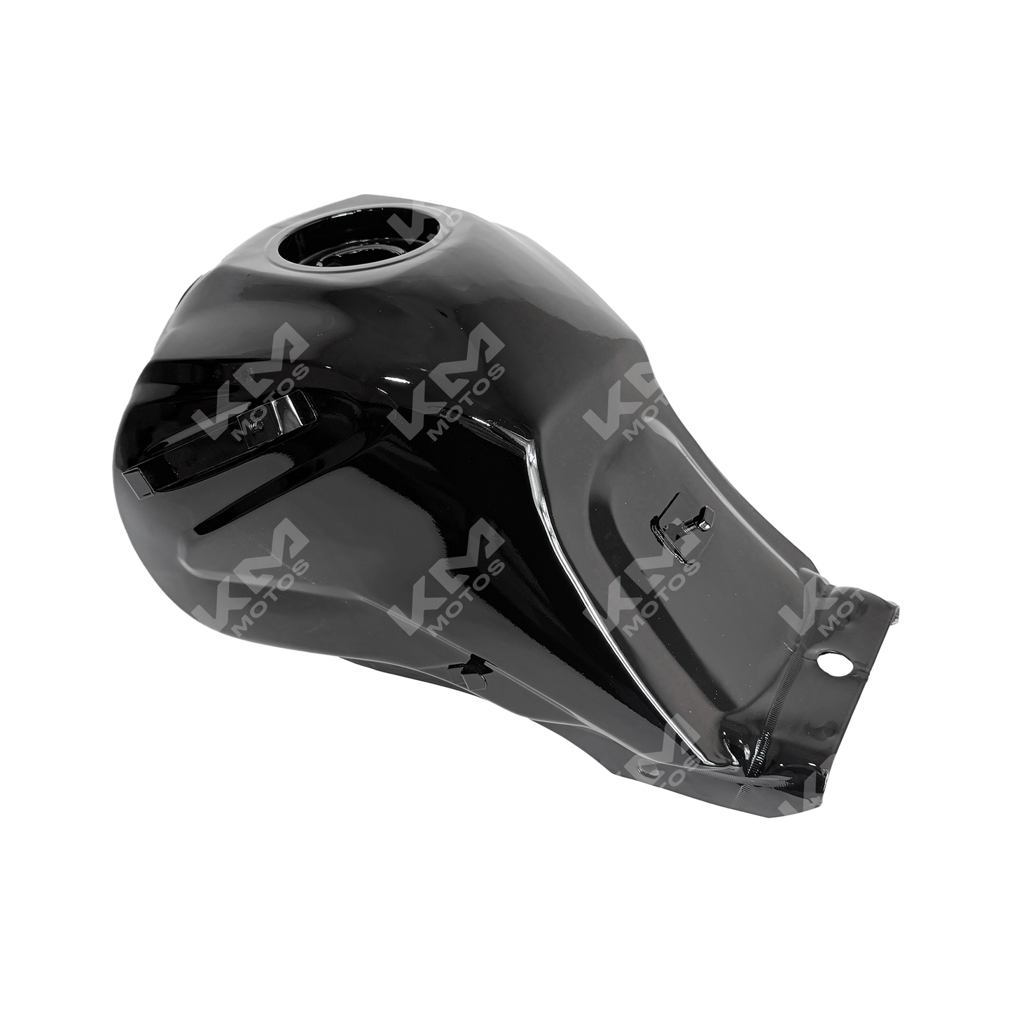 Tanque de gasolina para motocicleta ZX150L/ZX200L de KMMOTOSHN, vista frontal con detalles del diseño y conexiones.
