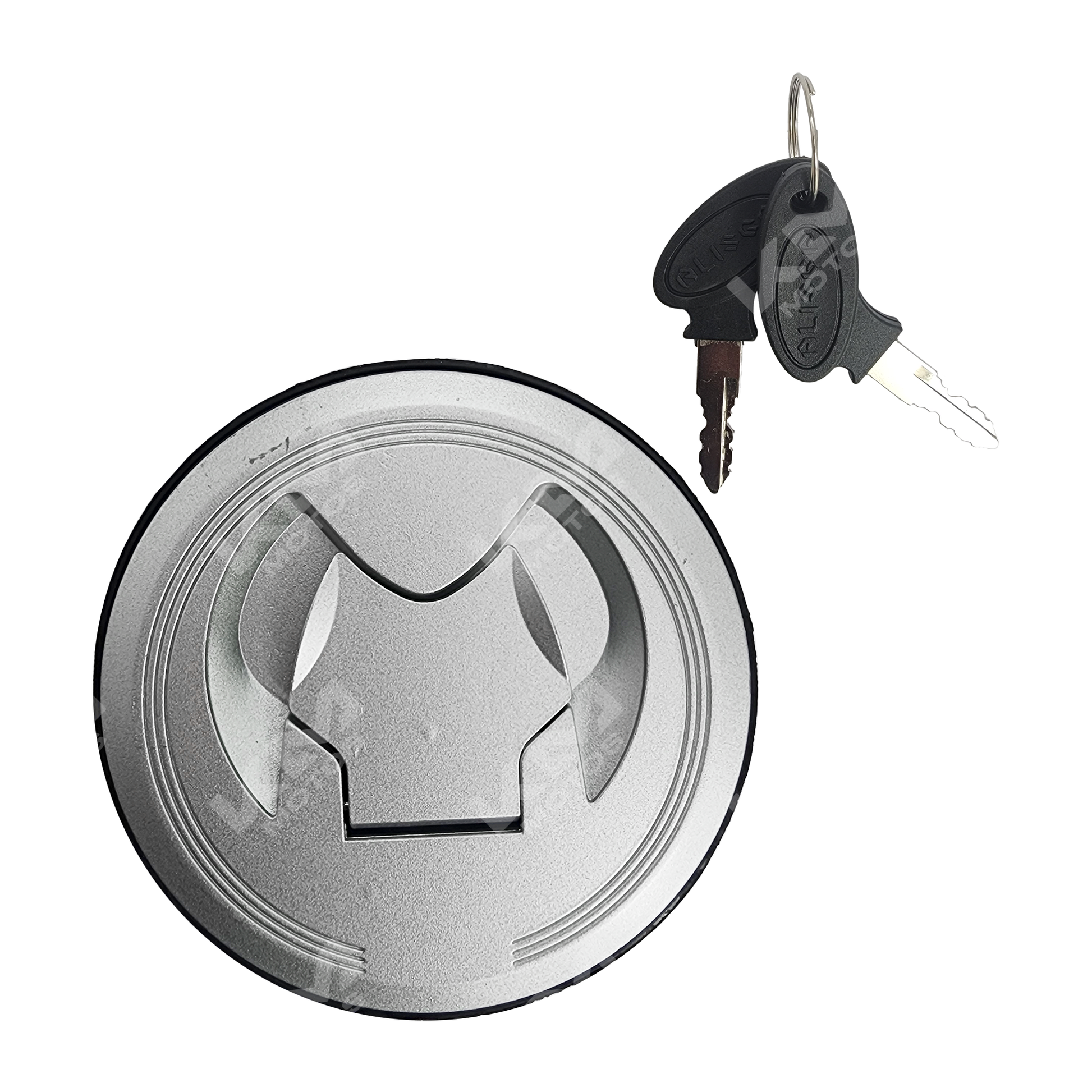 Tapón de tanque ZX150L-125Z de KM Motos, imagen mostrando el tapón de encaje y acabado resistente en color metálico.