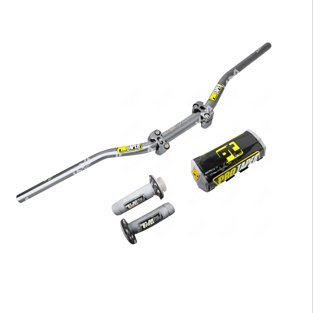 Timon ProTaper completo con anclas cromadas de KM Motos, diseño resistente y elegante para motocicletas.