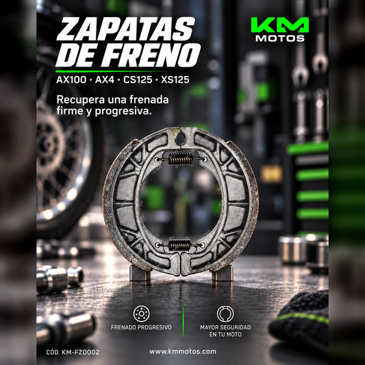 ZAPATA DE FRENO AX100/AX4/CS125/XS125 PEQUENA — KM-FZ0002 | KM Motos