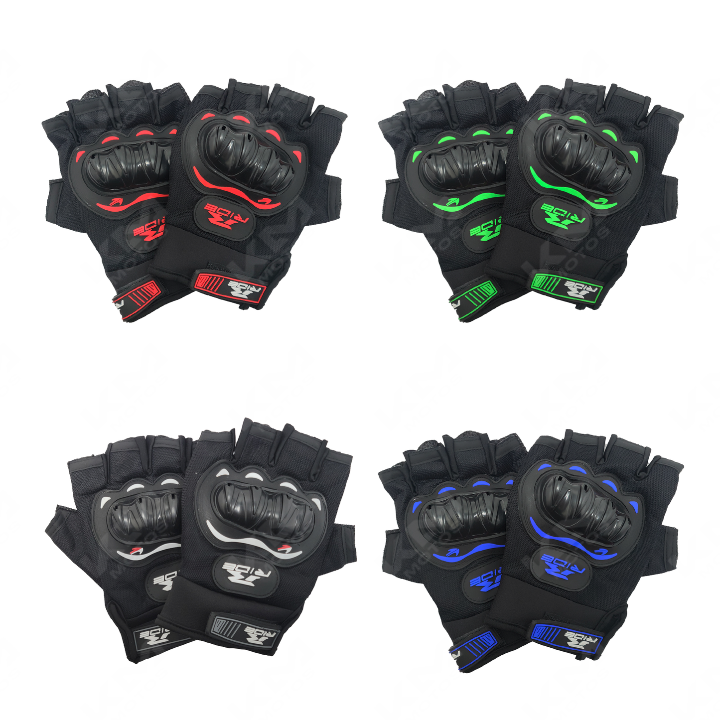 GUANTES CORTOS + PROTECCION PRO BIKERS NEGROS