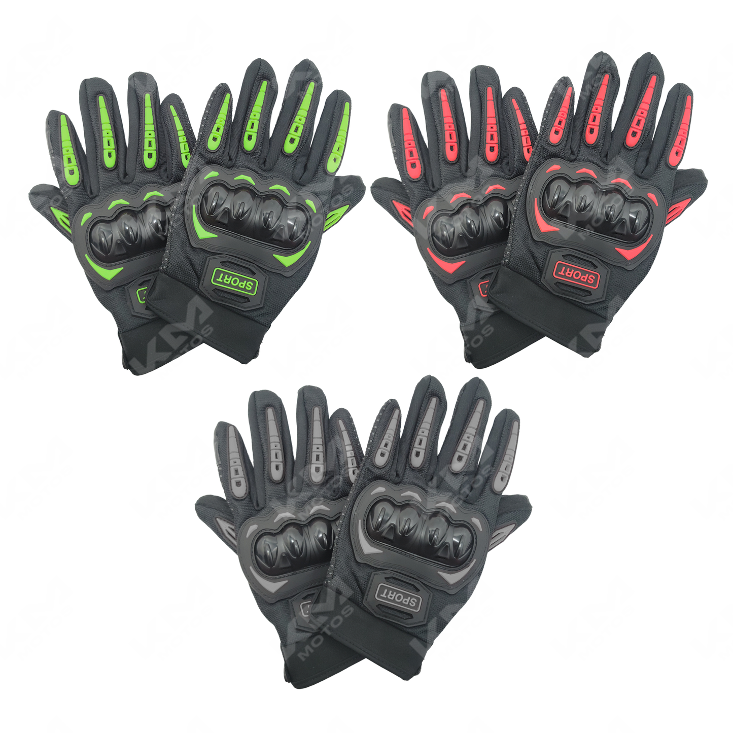 Guantes largos de protección deportiva KMMOTOS, diseñados para actividades de motocross o deportes extremos.