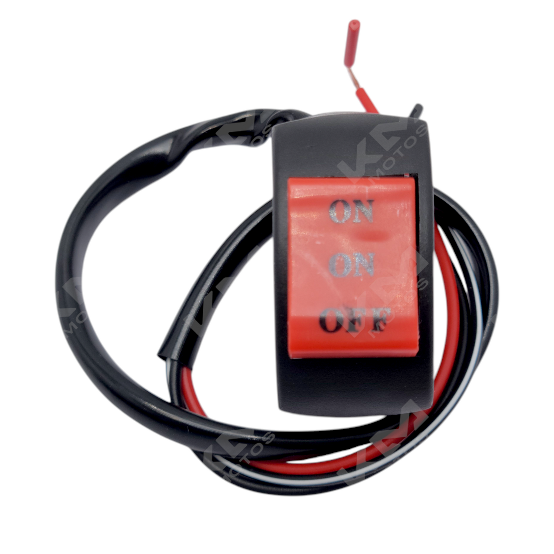 Interruptor de abrazadera KMMOTOS, modelo KM-ISH0015, con componentes metálicos y mecanismo de encendido en la imagen.
