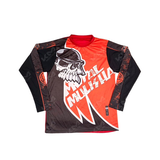 CAMISETA DEPORTIVA + DISENO METAL MULISHA NEGRO, ROJO JD12 TALLA "M"