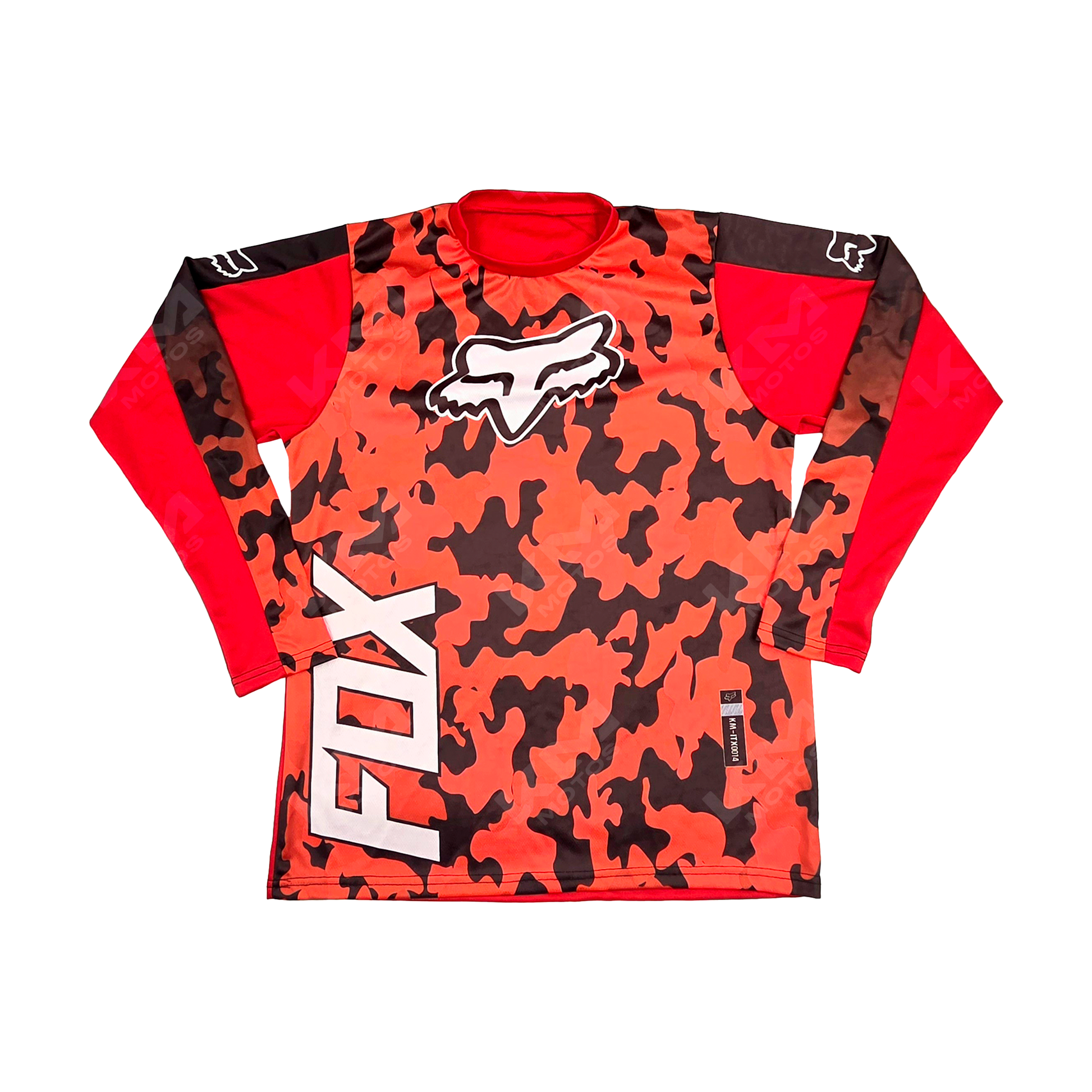 CAMISETA DEPORTIVA + DISENO FOX CAMUFLAJE ROJO, NEGRO JD14 TALLA "L"