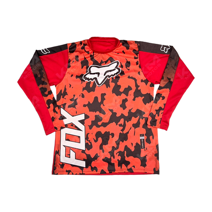 CAMISETA DEPORTIVA + DISENO FOX CAMUFLAJE ROJO, NEGRO JD14 TALLA "M"