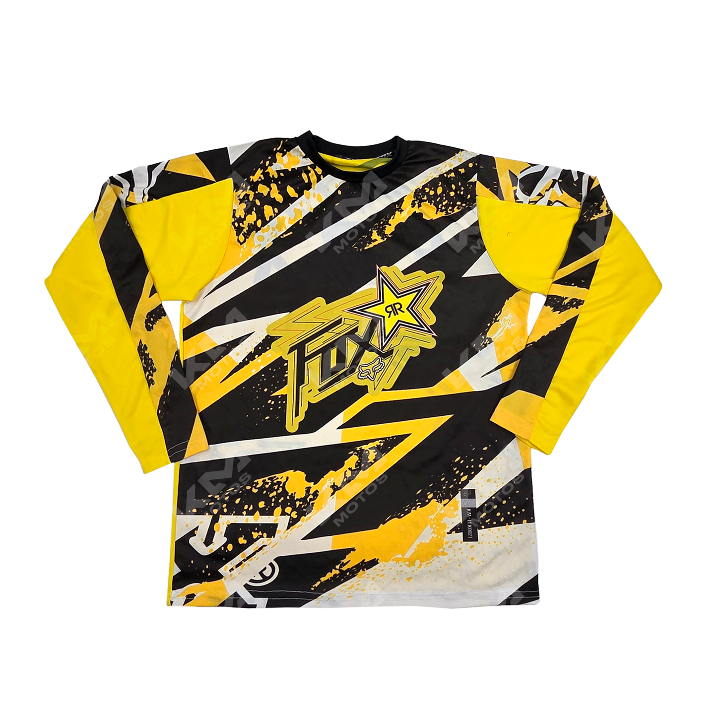 CAMISETA DEPORTIVA + DISENO FOX ROCKSTAR AMARILLO,NEGRO JD21 TALLA "M"