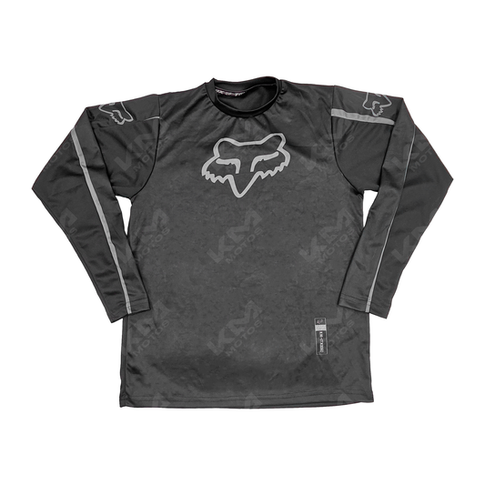 CAMISETA DEPORTIVA + DISENO FOX NEGRO GRIS JD60 TALLA "L"