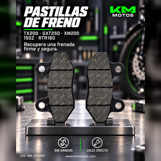PASTILLA DE FRENO TX200 /GXT250/XM200/150Z/RTR160  (SIN GANCHO) — KM-JP0004 | KM Motos