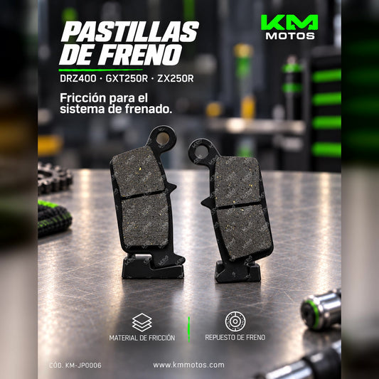 Pastillas de freno Danielas para DRZ400, Falcon 400, GXT250R y ZX250R, imagen mostrando las pastillas de freno.