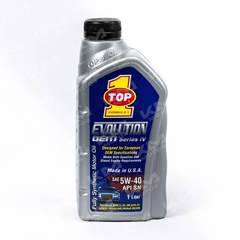 Aceite Universal Top One Evolution SAE 5W40 en envase de 12 litros, aceite de motor para vehículos.