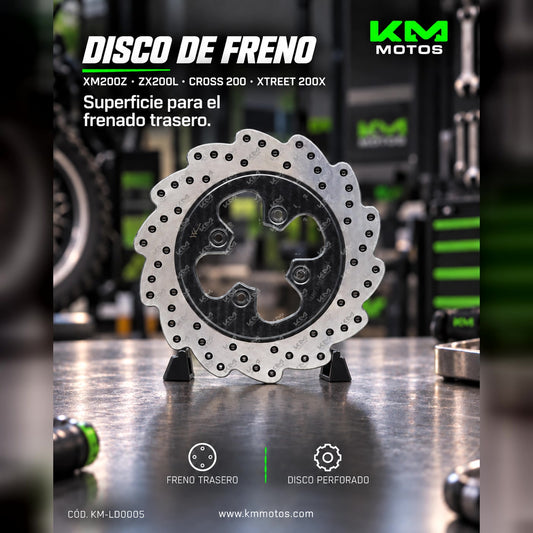 Disco de freno trasero Universal para ZX200L, CROSS 200 y XTREET 200X, con superficie de fricción y orificios de ventilación.