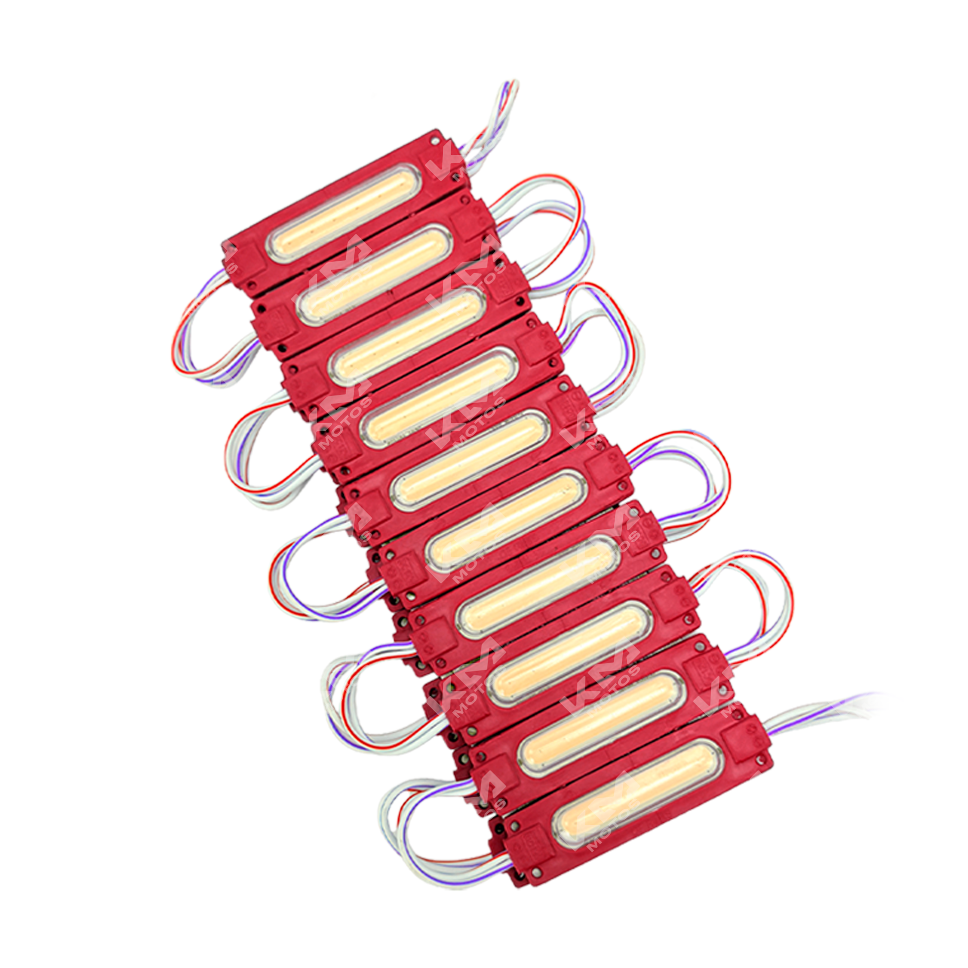 Luces LED rojas KM Motos, módulo de gel rojo, ideal para personalizar motos con luces LED de estilo moderno.