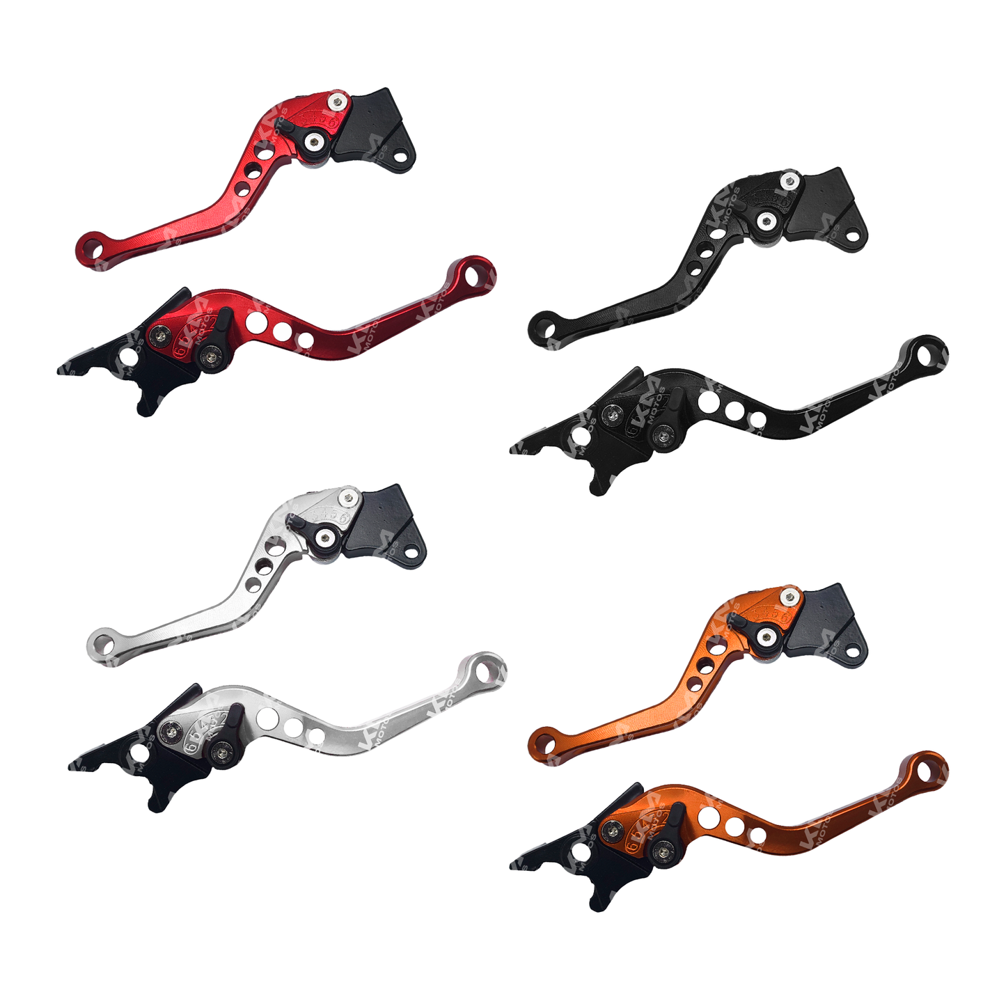 Manecillas de freno racing de aluminio de KM Motos, diseño resistente y liviano para motocicletas deportivas.