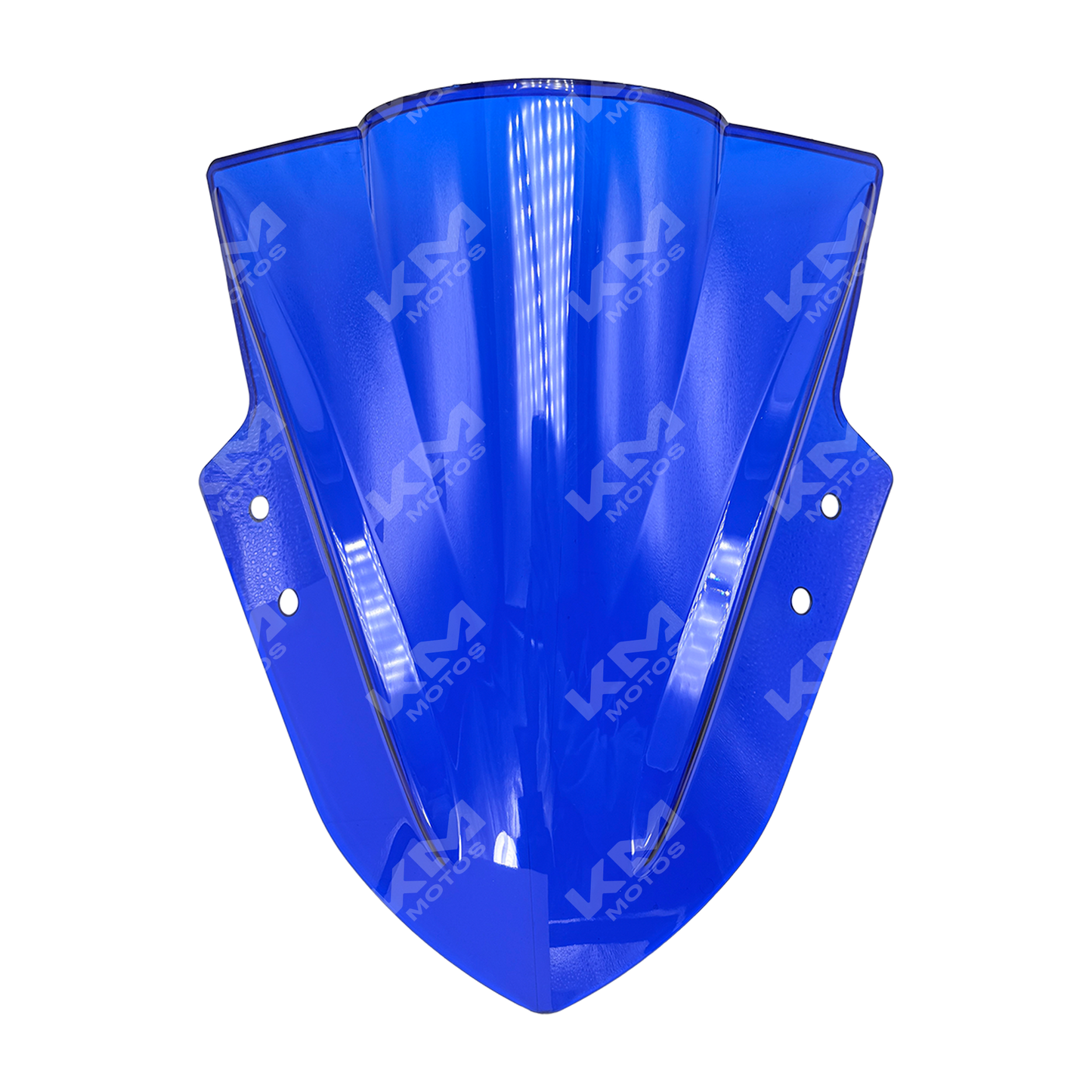 Visera azul universal para casco Kawasaki, compatible con modelos KM Motos, protección y estilo para motociclistas.