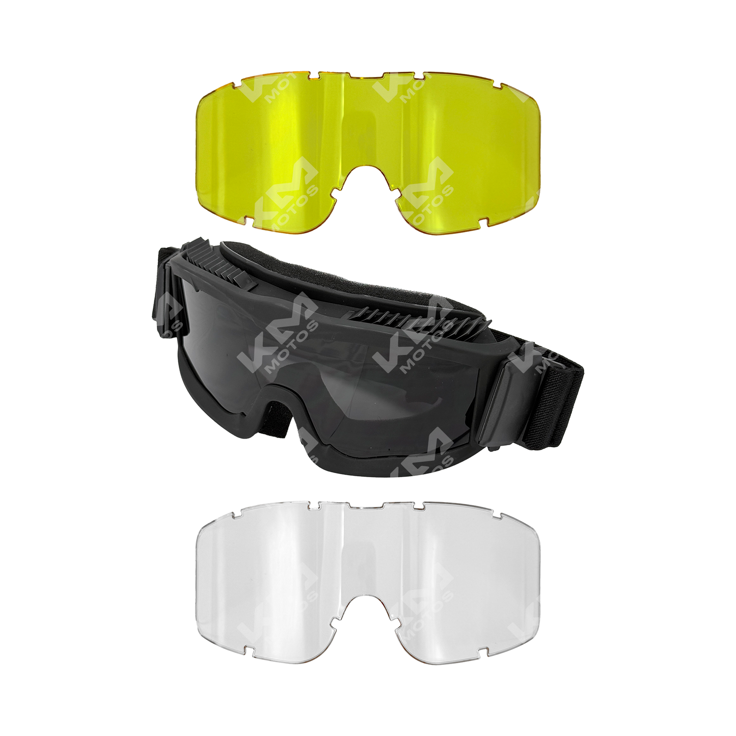 Guantes KM Motos YJ-709 con visera intercambiable y esponja para casco, mostrando diseño y detalles del producto.