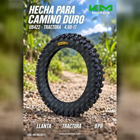 Llantas MAXXPRO 4.60-17 para tractor Monster 8PR, neumáticos robustos y resistentes para maquinaria agrícola.