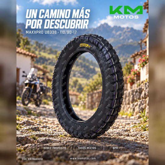 LLANTA 110/90-17 DOBLE PROPOSITO MONSTER 8PR MAXXPRO UB338 — KM-MAXX014 | KM Motos