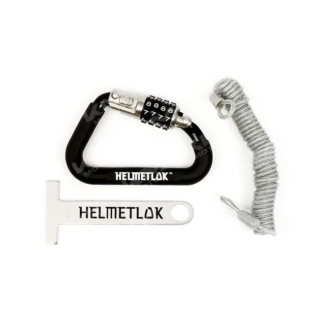 Cadena para casco universal, accesorio resistente en color negro, con ganchos para asegurar en cascos de moto o bicicleta.