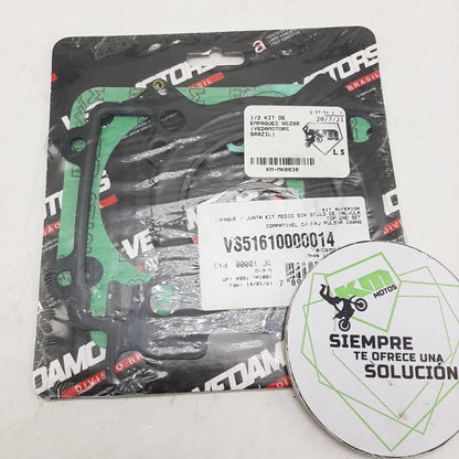 Kit de empaques para motor NS200 de KM Motos, incluye piezas de alta calidad para reparación y mantenimiento.