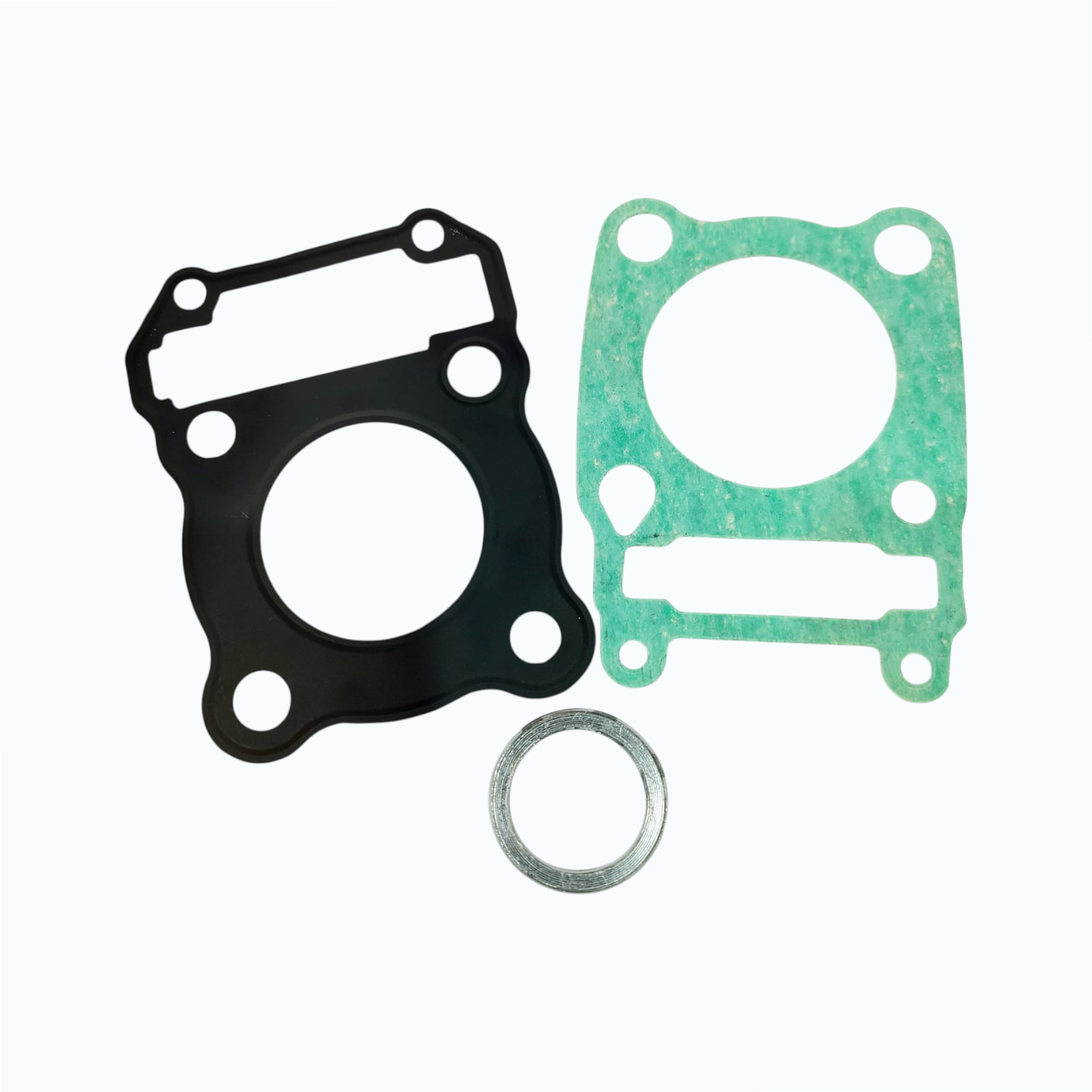 Kit de empaques Discover135 de KM Motos, conjunto de sellos y juntas para motores, en imagen con componentes visibles.