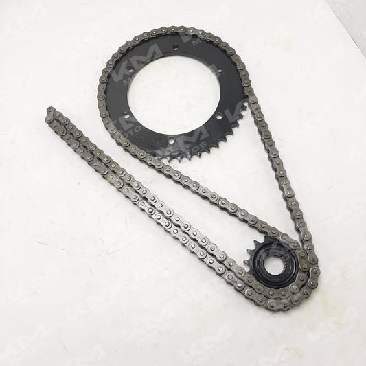 Kit de tracción para XTZ250 428 NPC de marca Universal, compuesto por componentes visibles en la imagen.