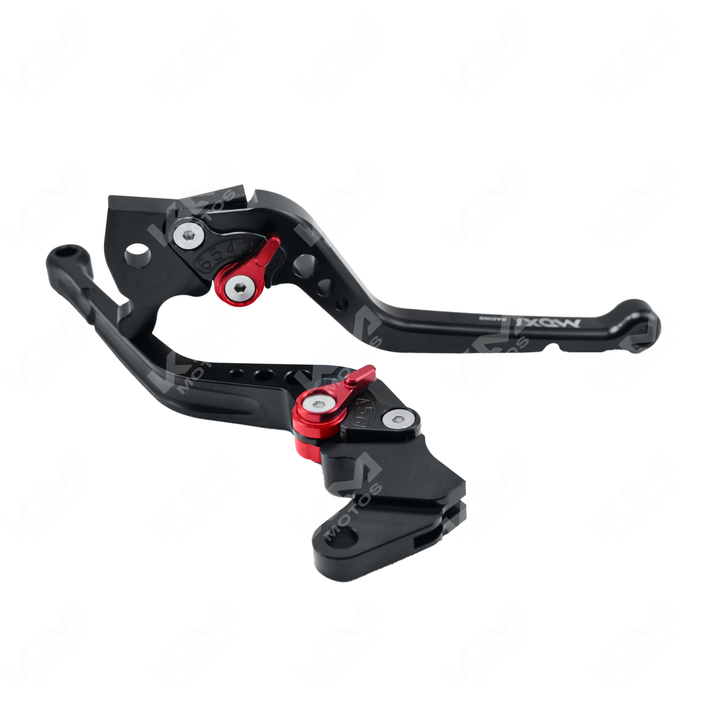 Manecillas de Racing para YBR de aluminio de la marca KM Motos, diseño deportivo y ligero para motocicletas.