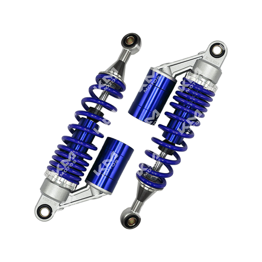 Amortiguador de gas universal azul de lujo de KM Motos, resistente y diseñado para motocicletas.
