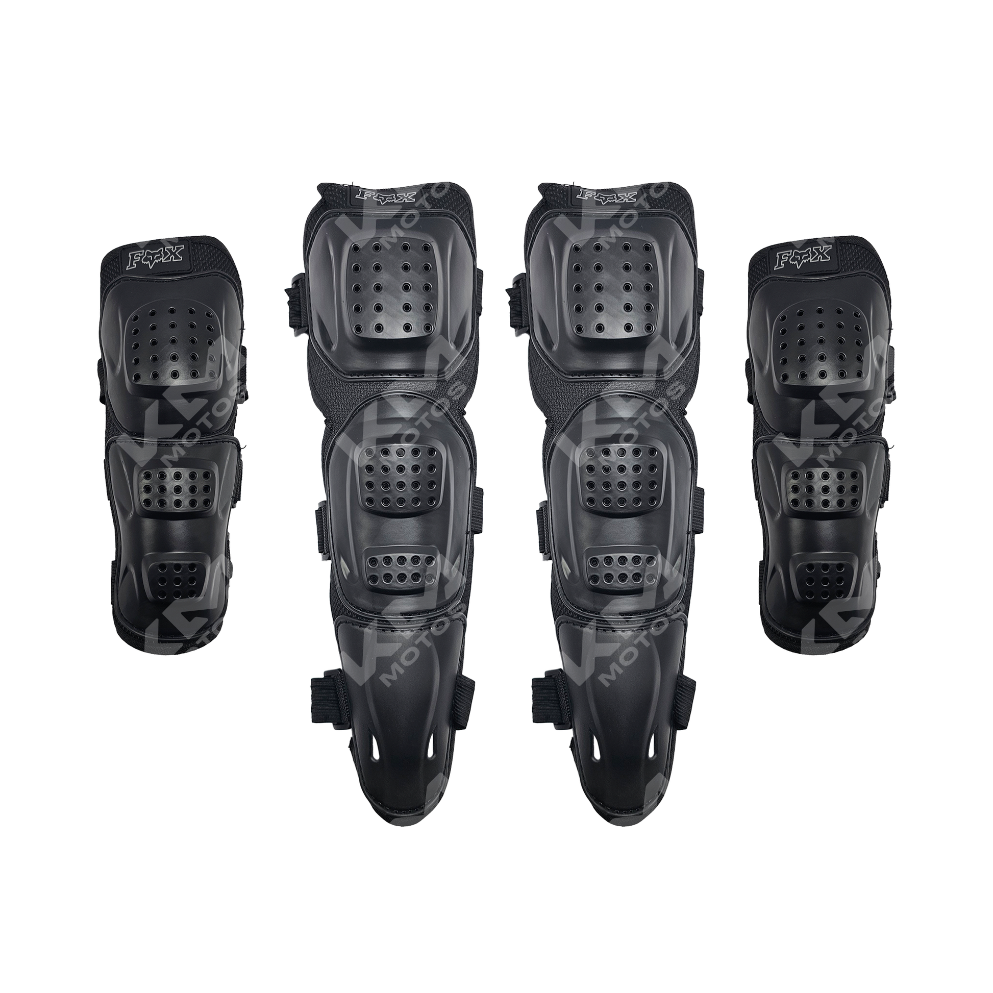 Rodilleras y coderas de KM Motos, protección deportiva con diseño resistente y cómodo para motociclistas.