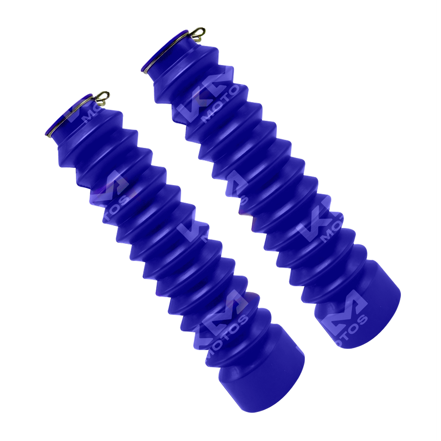 Polveras de motocicleta YBR/EN125 azul de la marca KMMOTOS, con detalles y diseño para protección y estilo en la moto.