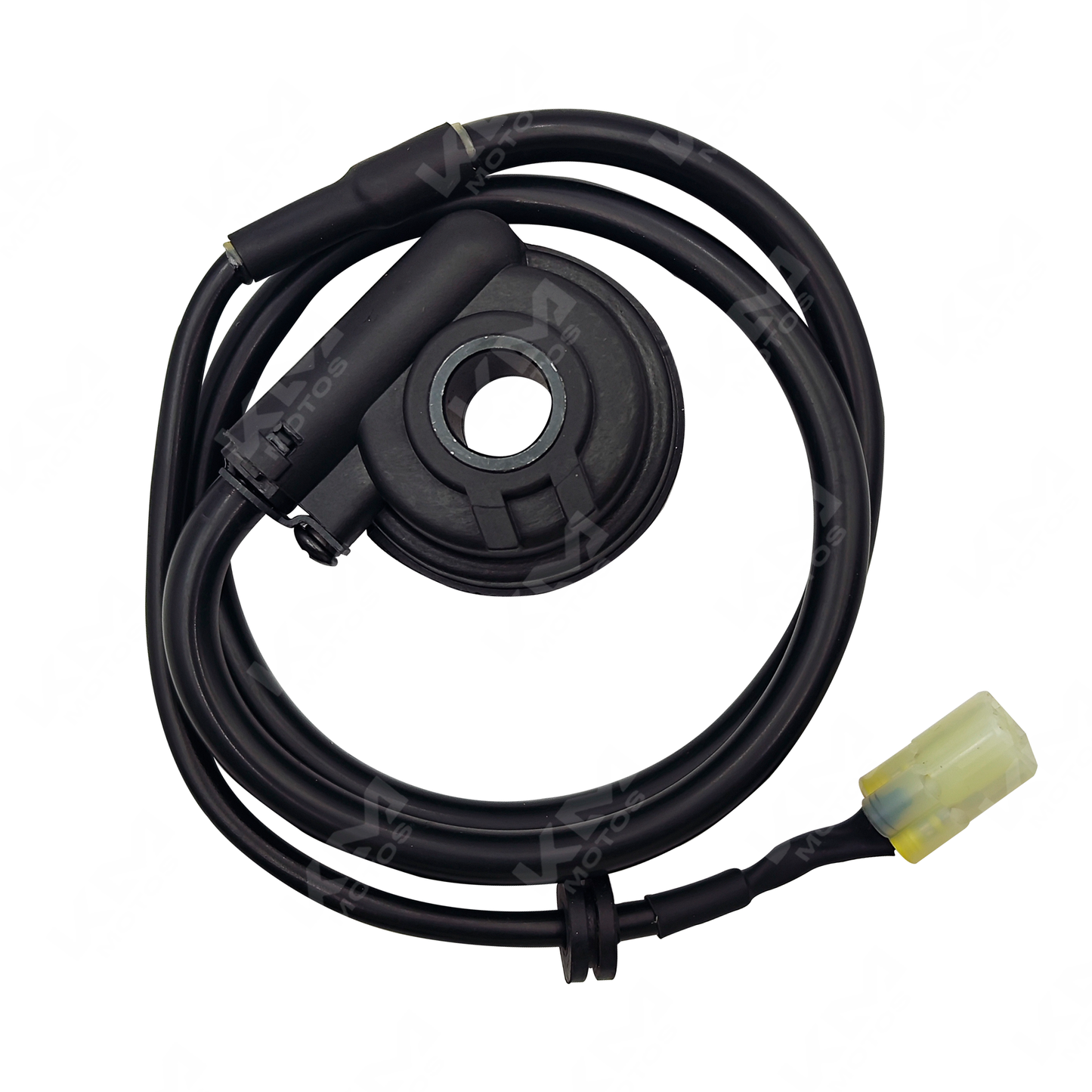 Cable de velocímetro y engranaje para NS200 Pulsar, marca KM Motos, muestra componentes y conexiones en la imagen