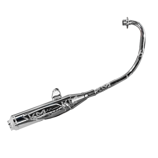 Escape KM Motos HJ125-7/EN125 cromado, tubo de escape para motocicleta con acabado en cromo brillante.